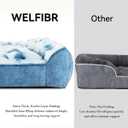 Dog Bed with Shredded Foam Filling, 35" *25" Calming Pet Sofa with Removable Washable Cover, Soft Faux Fur Bolster Couch for Dogs, Anti-Slip Bottom (Tie-Dyed Blue, Small)