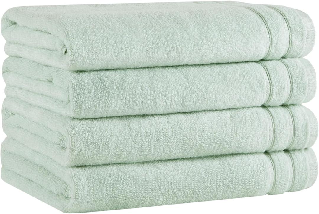 Comfort Spaces Extra Large Bath Towel Set of 4 Piece 30x60 Bath Sheet Set Shower Towel Beach Towel 100% Cotton Bathroom Towel Set Quick Dry Oversized Highly Absorbent Soft 400GSM Seafoam Green
