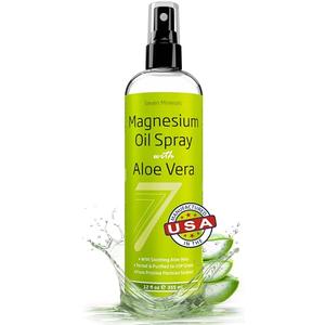 Seven Minerals Pure Magnesium Oil Spray with Aloe Vera 12oz - Pharmaceutical (USP) Grade, Highest Strength with Instant Relief for Feet, Sleep, Muscle Pain & Cramps - Mined in The USA