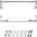 Premium 3D Palm Tree Chrome License Plate Frame with 4 Silver Screw Caps, Street Legal Universal Fit for Cars & Trucks, Heavy Duty Rust-Free Zinc Palm Trees Chrome License Plate Frame for Women & Men