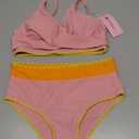 Kids4ever Girls Swimsuit 2 Piece Color Block Teen Bikini Sets with Adjustable Straps Bathing Suit Size 11-12 Y