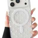 ZTOFERA Magnetic for iPhone 17 Pro Max Case, Cute Polka Dot Phone Case Aesthetic Striped Clear Trendy Slim Soft Shockproof Protective Phone Cover for Women Girls, White Dot