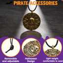 Spooktacular Creations Halloween Pirate Coin Necklace Pirate Skull Necklace Accessories for Men Women Halloween Cosplay, Pirates Costume, Halloween Dress Up Party Favors