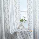 Coastal Curtains for Living Room Bedroom,Light Blue and White Floral Striped Farmhouse Linen Printed Sheer Patterned Beachy Summer Curtains for Beach Room Decor,50 x 84 Inch Length 2 Panels Set