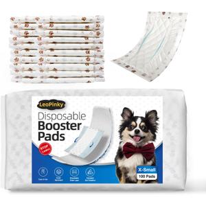 Disposable Dog Diaper Booster Pads XS - 100 Count, Dog Diaper Liners for Male and Female Dogs, Inserts Fit Most Puppy Diapers - Pet Belly Bands and Male Dogs Wraps (Paws)