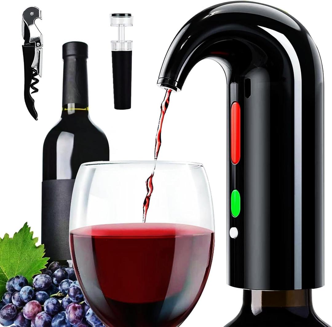 Electric Wine Aerator, Wine Aeration and Decanter Wine Dispenser Spout Pourer,Wine Accessories Gifts for Wine Lovers (Black 2)