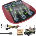 10L0L Universal Cooling Golf Cart Seat Cover Ventilated Seat Cushion with Fan Summer Breathable 3 Wind Adjustable Cooled Seat Pad Black/Red (with DC Converter)