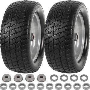 AR-PRO (2-Pack) 13x5.00-6 Flat Free Tire and Wheel - Replacement 13x5-6 Solid Rubbe Riding Lawn Mower Tire with Rim - With 3"-5.7" Centered Hub and 3/4" Bushings- Fit for Lawn and Garden Turf mowers