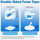 3 x Double Sided Foam Tape, Heavy Duty Adhesive Pads, 200pcs Square Mounting Tape, 1.5mm Extra Thick Waterproof Strips, Super Strong Sticky Pads for Walls, Doors, Wood, Metal, Glass, DIY Projects