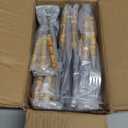 Eboot Bamboo Silverware Set 18/8 Stainless Steel Tableware Set Natural Utensil Flatware Kit Spoon Fork Knives Bamboo Handle Cutlery for Kitchen Wedding Home Restaurant Party(Silver,30 Pieces)