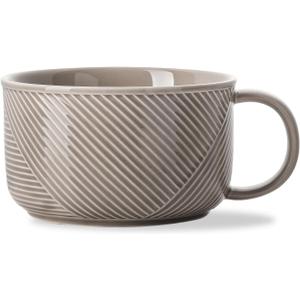 Ceramic Soup Bowl with Handle: 38 oz Microwave Safe Extra Large Mug for Oatmeal, Cereal, Breakfast, Meal Prep, Work Lunch, Dorm Living, Single Serve Dinner - 6 Inch, Grey