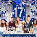Blue 17th Birthday Decorations for Boys Girls, Happy 17th Birthday Decorations for Men, Navy Blue 17 Birthday Banner, 17 Year Old Boy Bday Party Ballloons Arch Tablecloth Backdrop Star Balloons Decor