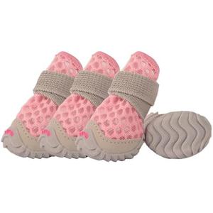 Dog Shoes for Small Dogs, Soft Mesh Dog Boots for Summer Hot Pavement, Outdoor Walking Running, Anti-Slip Dog Boots & Paw Protectors, Size 1, Pink, 2 Pairs