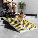 Portable Wheelchair Ramp 4FT, Aluminum Folding Ramps for Wheelchairs for Home Steps with Handle & Non-Skid Surface, 600 lbs Capacity Threshold Ramps for Doorways, Steps, Front Porch, Stairs, Entry