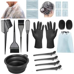 21Pcs Hair Dye Kit Professional Hair Coloring Products with Hair Dye Brush, 350ml Hair Color Bowl, Hair Clips, Applicator, Earcover for Salon Bleaching & Hair Coloring at Home