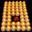 Lasts 2X Longer Flameless Tealight Candles [100 Pack, Batteries Included], Realistic Tea Lights Candles, Flickering Bright Tealights, Battery Operated Unscented Candles