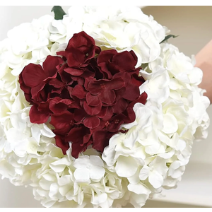 6Pcs White and 9 Pcs Red Silk Hydrangea Artificial Flowers, 20Inch Large Halloween Christmas Lifelike Flowers for Indoor Bouquet Table Centerpieces Floral Arrangements Home Wedding Home