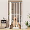 51"-87" Extra Tall Pet Gate for Cats, 29.5"-40.5" Wide Pressure Mounted No-Drilling Safety Dog Gate, Metal Walk-Thru Barrier for Doorways, Stairs, Kitchens, Black