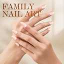 2 x French Tip Press On Nails Almond, Reusable Fake Nails for Women Manicure Set - Party, Daily Wear, 12 Sizes - 24 Pcs with Glue & Jelly Gel, Pearl with Natural Beige Tip