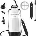 Battery Powered Electric Sprayer 2 Gallon Garden Pump Sprayer, Retractable Wand, 3 Mist Nozzles, USB Rechargeable Handle & Adjustable Shoulder Strap for Yard Lawn Planting