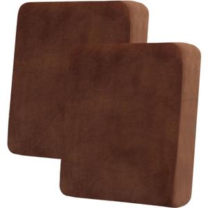 hyha Velvet Couch Cushion Covers, Soft Sofa Seat Covers for sectional 2 Cushion Couch Washable, Magic Sofa Slipcover with Elastic Bottom, Non-Slip Furniture Protector for Pets, Kid,(2PC, Brown)