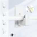 TKZTKZ No Drill Curtain Rod Brackets:Self Adhesive Curtain Rod Holders for Rod 5/ 8" No Screw, Heavy Duty Easy Curtain Rod Bracket No Drilling, No Damage Wall Renter Friendly Curtain Rod Hooks White, 4PCS