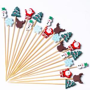 PuTwo Christmas Cocktail Picks 4.7 Inch 100pcs Bamboo Fancy Skewers Toothpicks for Appetizers Food Drink Fruit Sandwich BBQ Christmas Cocktail Party Charcuterie Boards Accessories Party Supplies