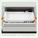LemonRoad 2 Pcs Sliding Drawer Organizer Bin Bamboo Drawer Expandable Bins Utensil Organizer for Kitchen Spoons Forks Knives (White)