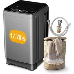 Portable Washing Machine 17.7lbs Full-Automatic Compact Washing Machine for Apartment, 10 Wash Program Small Washer for Dorm, Portable Washer Machines for RV, Home, Grey