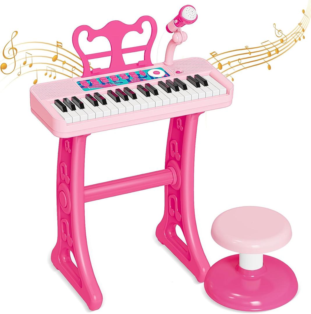 Piano Toys for 3 Year Old Girl, 37 Keyboard Toys with Microphone for Toddlers 3-7, Musical Birthday for Girls Boys Toddlers