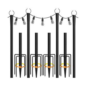 fuzzy-bird String Light Poles, 10Ft Light Poles for Outside, Metal Poles with Fork, Lighting Hanging Post Accessories for Patio Decor Garden Backyard Yard Front Porch Outside Decorations