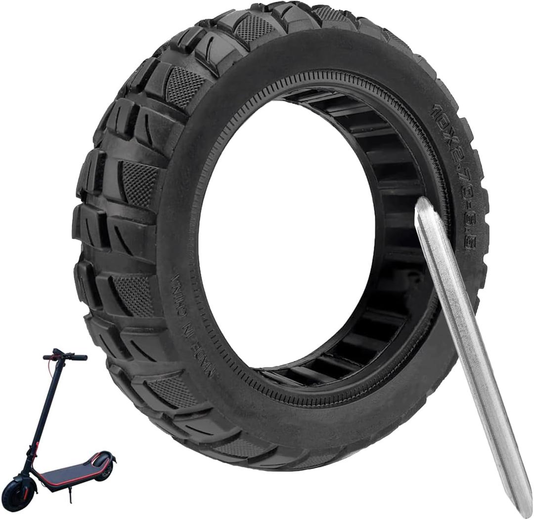 10x2.70-6.5 Solid Tire, 10 inch Tires Replacement, 70/65-6.5 Scooter Tubeless Solid Tire, for Emove Cruiser, Hiboy Max3, Hover-1 Alpha, Evercross H5, Boyueda 5600 Watt Electric Scooter (1 Pack)