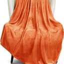 Exclusivo Mezcla Fleece Throw XL Blanket for Couch, Sofa, Super Soft and Warm Burnt Orange Blankets, All Season, Cozy, Plush, Lightweight, 50x70 Inches