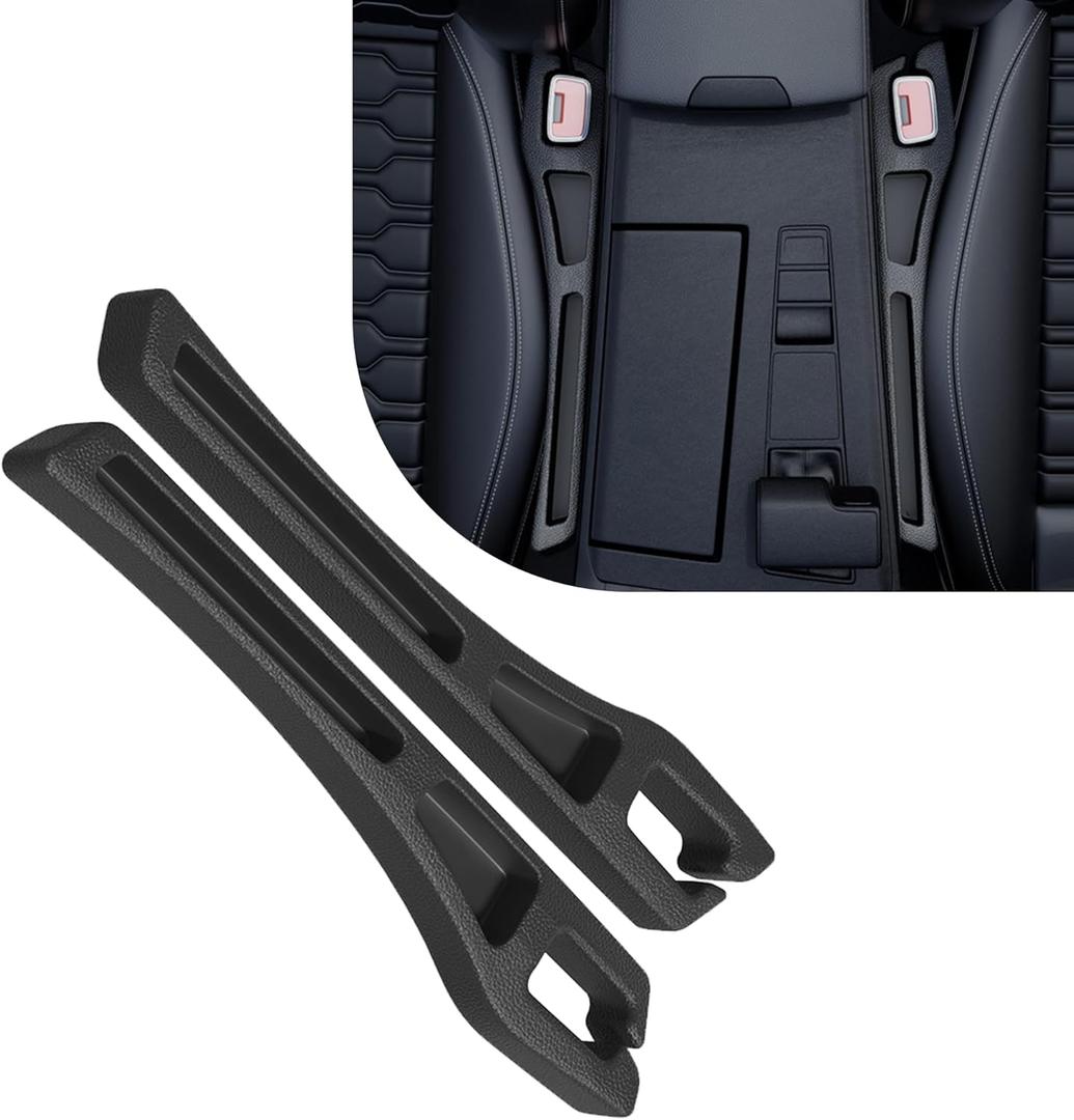 Car Seat Gap Filler Organizer, 2PCS Multifunctional Vehicle Fill Gap Blocker with Storage Slot Between Seat Console, Anti-Drop Auto Interior Organization, Universal for SUV Truck Sedan(Black)