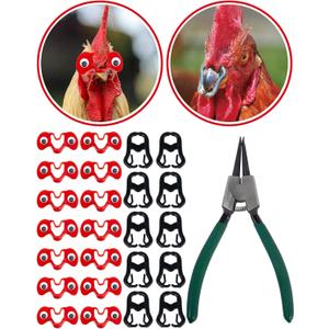 A Set of 100PCS, 50PCS Pinless Chicken Peepers with Googly Eyes, 50PCS Chicken Beak Clips, Anti-Pecking Glasses, Pliers, Product Manual Included