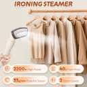Standing Garment Steamer with Ironing Pad, 2200W Steamer for Clothes, 3L Tank, 70-Min Continuous Steam, 40s Fast Heating, Adjustable Height, Drain Port Design, Universal Wheels, White