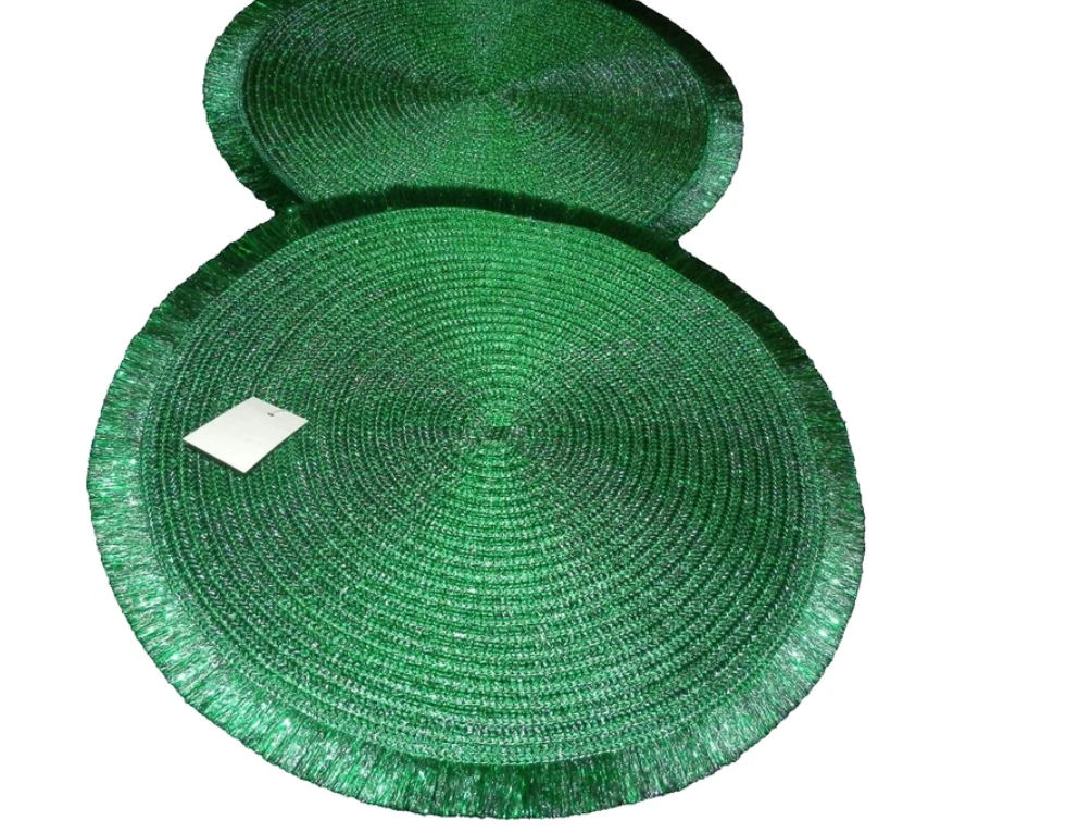 Tabletop Collection, Variegated Round Placemat, Round, 15" Diameter, Sparkle Green, 12 Pieces