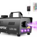 AGPTEK Fog Machine, Automatic Spray Smoke Machine with Colorful LED Light Effect, Wireless and Wired Remotes with Preheating Light Indicator, Perfect for Halloween, Christmas, Wedding & Stage,Black