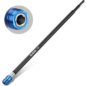 ELEAD Drill Bit Extension Set, 15" Magnetic Drill Screwdriver Bit Holder Extender with Aluminum Sleeve, 1/4 Inch Hex Shank Quick Release Extension Adapter