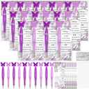 Spakon 60 Set Butterfly Favors for Guest Butterfly Ballpoint Pens Thanks You Cards Gifts Bulk for Souvenirs Prizes Wedding Party Favors(Purple)