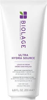 Biolage Ultra Hydra Source LeaveIn Cream  Moisturizes & Controls Frizz, For Very Dry, Thick, Hair, Infused with Microdosed with Cupuaçu Butter & Salicylic Acid