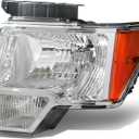 Auto Dynasty FO2502287 OE Style Driver/Left Side Chrome Housing Headlight Lamp Compatible with Ford F150 09-14
