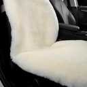 IRIWOOL Fluffy Fur Sheepskin Car Seat Cover Automotive Interior Accessories Seat Covers Accessories Seat Cushions， Soft Natural Pure Wool ，Universal Fits Most Cars SUVs (Ivory White, Universal Fit)