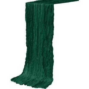 Emerald Green Cheesecloth Table Runner 10 Ft 1 Pack, Rustic Gauze Sheer Table Runner for Farmhouse Boho Wedding Bridal Baby Shower Birthday