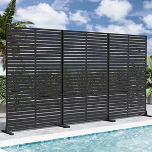 Privacy Fence Screen Outdoor Freestanding Privacy Panel, 72" H47" W HDPE Decorative Panels with Stand, Room/Garden Divider, Outdoor Privacy Screen for Patio,Deck, Balcony, Pool (Black)