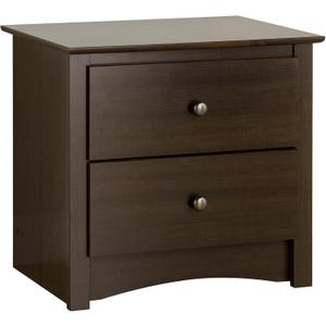 Prepac Sonoma Traditional Nightstand Side Table with 2 Drawers, Functional 2-Drawer Bedside Table 16" D x 23.25" W x 21.75" H, Espresso, EDC-2422