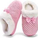 WateLves Girls Slippers Memory Foam Toddler Kids Comfort Wool-Like Plush Fleece Lined House Shoes for Indoor & Outdoor (3 Big Kid, Pink)