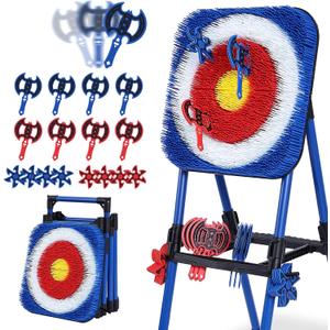 Axe Throwing Bristle Target with 16 Throwing Axes Set, Foldable Axe Throwing Game for Backyard, Outdoor Games, Yard Game, Carnival Games
