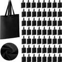 Roowest 60 Pack Canvas Tote Bags Bulk 16" x 15" Lightweight Medium Reusable Grocery Shopping Cloth Bags for DIY Gifts(Black)