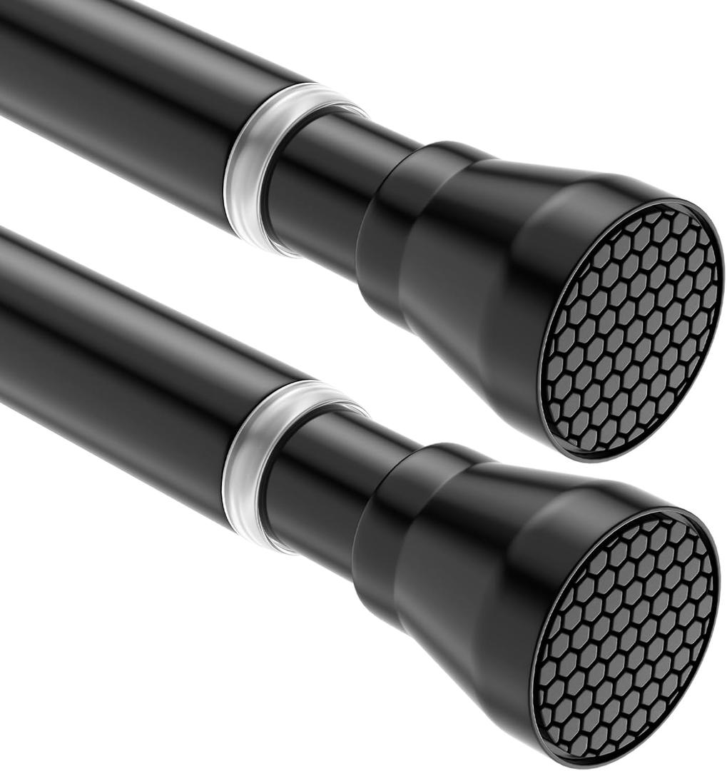 2 Pack 28-48 Inch Adjustable Stainless Steel Anti-Slip Spring Tension Small Shower Curtain Rod - No Drilling, 7/8" Tension Rod for Bathroom Bedroom Doorway Closet Door